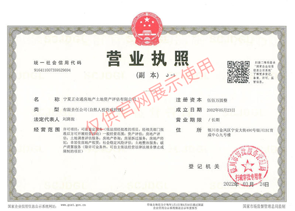 正业通评估公司营业执照